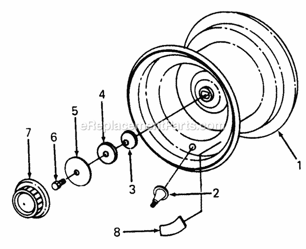 Rear Wheel Diagram and Parts List for 1610 135-393-100, 135-393-399, 0350042U, 136-393-1 Cub Cadet Lawn Mower